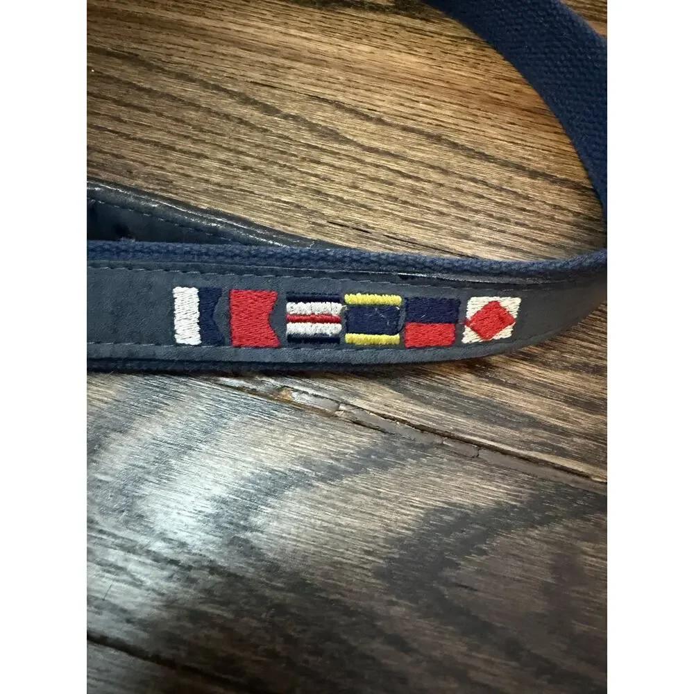 Zeppelin Navy Blue Nautical Flags Embroidered Belt Sz 38